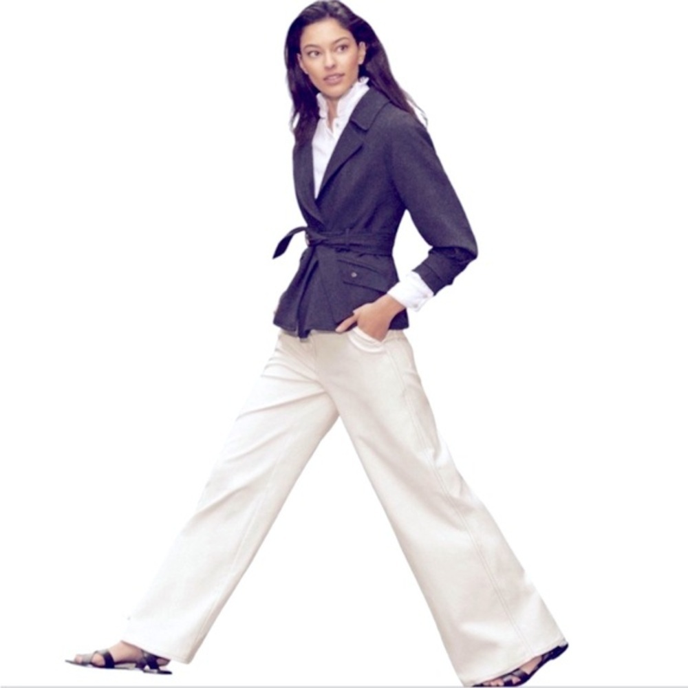 BA&SH linen WHITE QUIET LUXURY ECRU WIDE LEG PANTS XS 0
